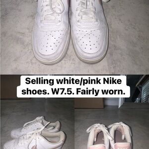 Nike White and Pink Athletic Shoes